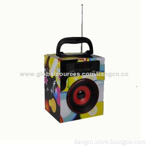 Outdoor wireless portable wooden Bluetooth speaker with SD/USB/FM radio
